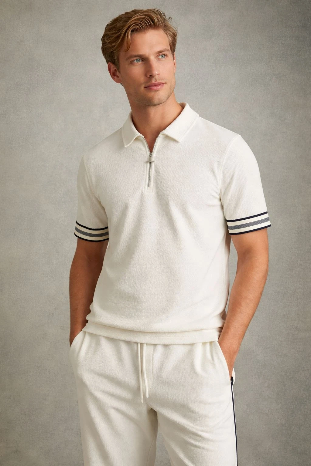 Reiss Mens Bristol Polo Shirt Off White Smart Casual Short Sleeve Stripe RRP £78
Opens in a new wind