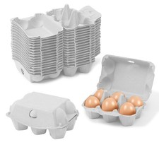 MT Products White Flat Top Egg Cartons 6 Count Egg Container - Pack of 20