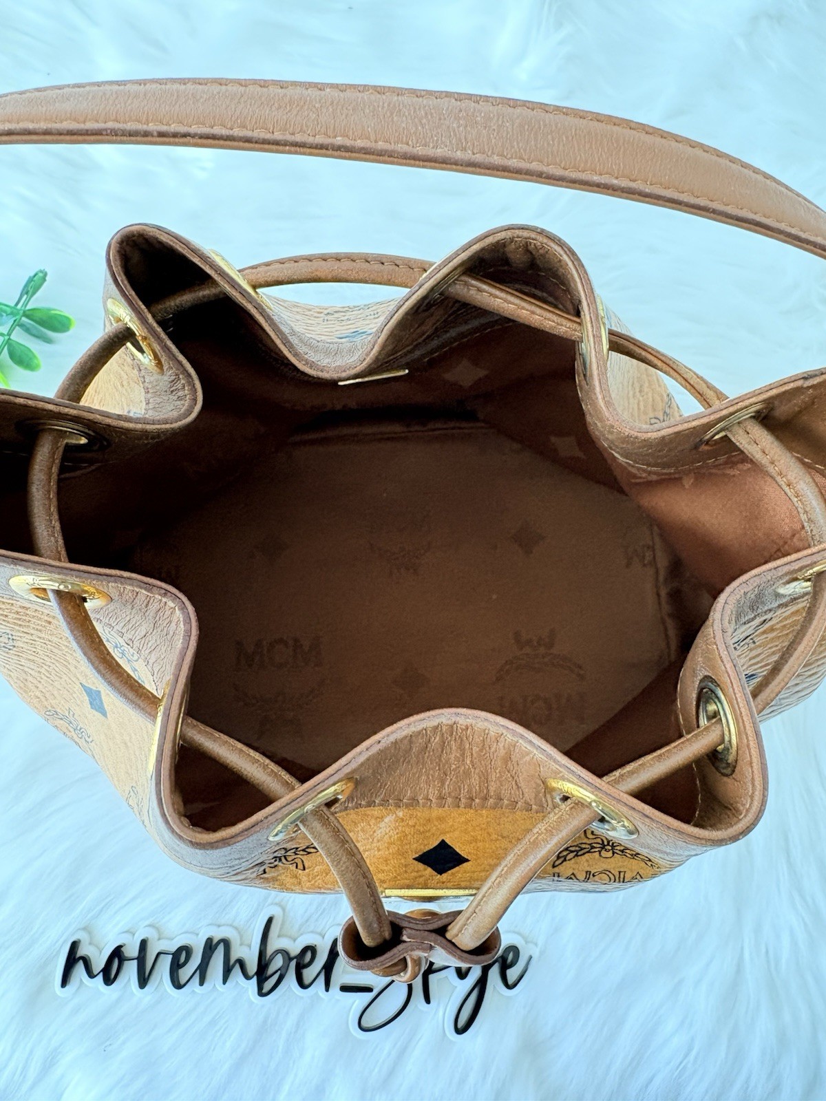 MCM Cognac Visetos Drawstring Bucket Bag — image 15