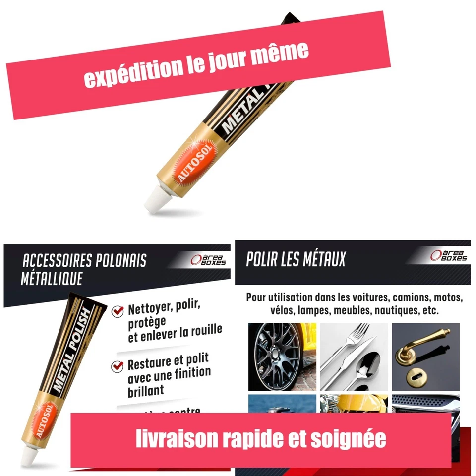 Pâte à polir métaux 75 g Nettoyant bijoux chrome acier - Photo 1/4