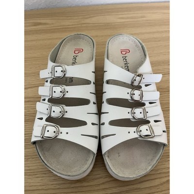 Berkemann Hassel Mules 0737-100 Silver White Perlato Leather Comfort Slides