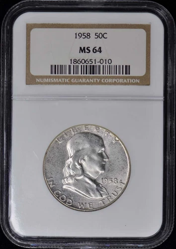 1958 Franklin Half Dollar 50C NGC MS64