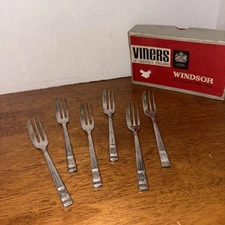 6/VINERS Sheffield England /pastry forks /Petite/5”/original Box