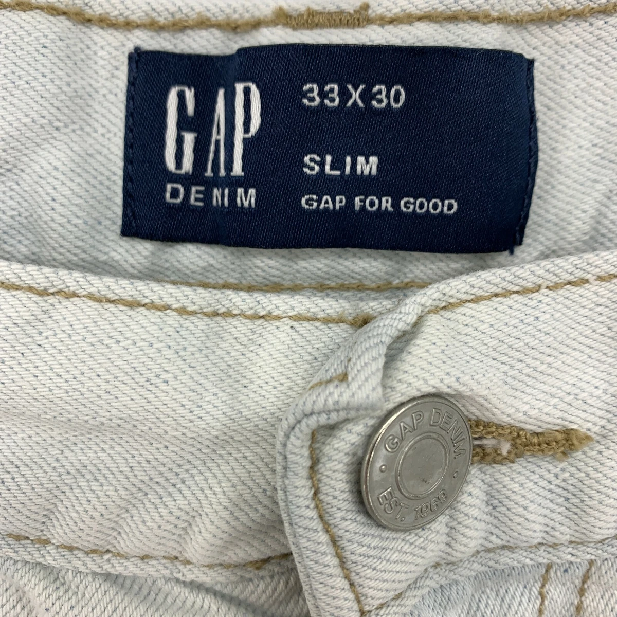 Gap for Good Men s 33x30 Slim Straight Light Bleached Bright Medium Denim Jeans