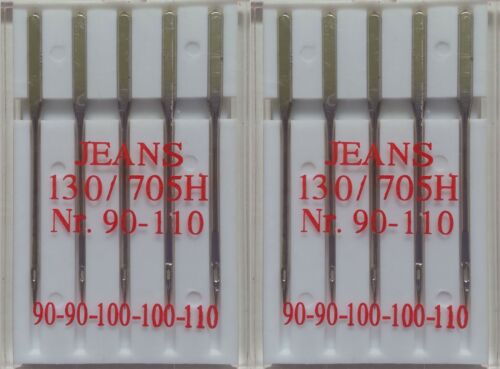 10 Nähmaschinennadeln 130/705H JEANS Nr. 90-110 Flachkolben Nähmaschine Nadeln - Bild 1 von 2