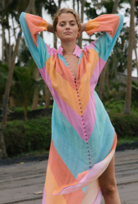 Tigerlily Dress Size AU 16 US 12 Kaleho Lorena Belted Maxi Long Sleeve BNWT
