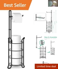 Durable Toilet Tissue Roll Stand with Capacity for 3 Spare Rolls - Glossy Black