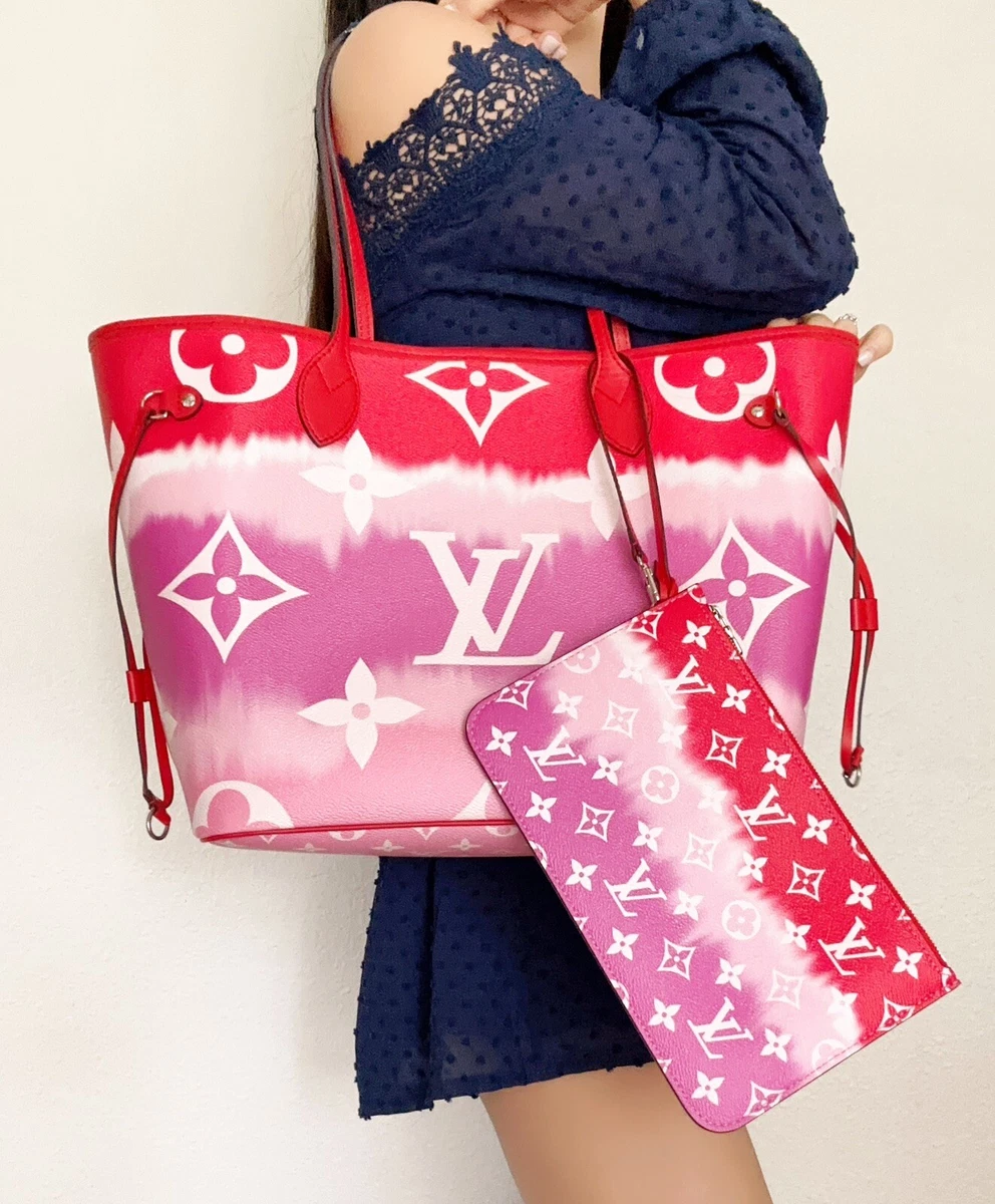 Limited Edition Louis Vuitton Neverfull MM Pink / Red Escale Bag