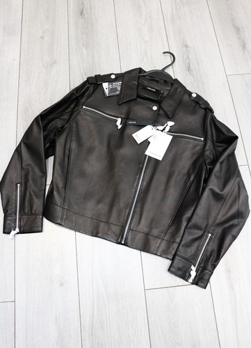 J BRAND Black MAISIE Lamb Leather Biker Moto Jacket Coat LARGE Brand New + Tags - Picture 6 of 11