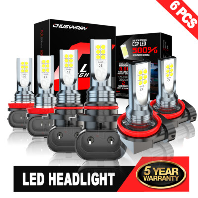 For Toyota Highlander 2011-19 Combo LED Headlight High Low Kit+Fog Light 6000K