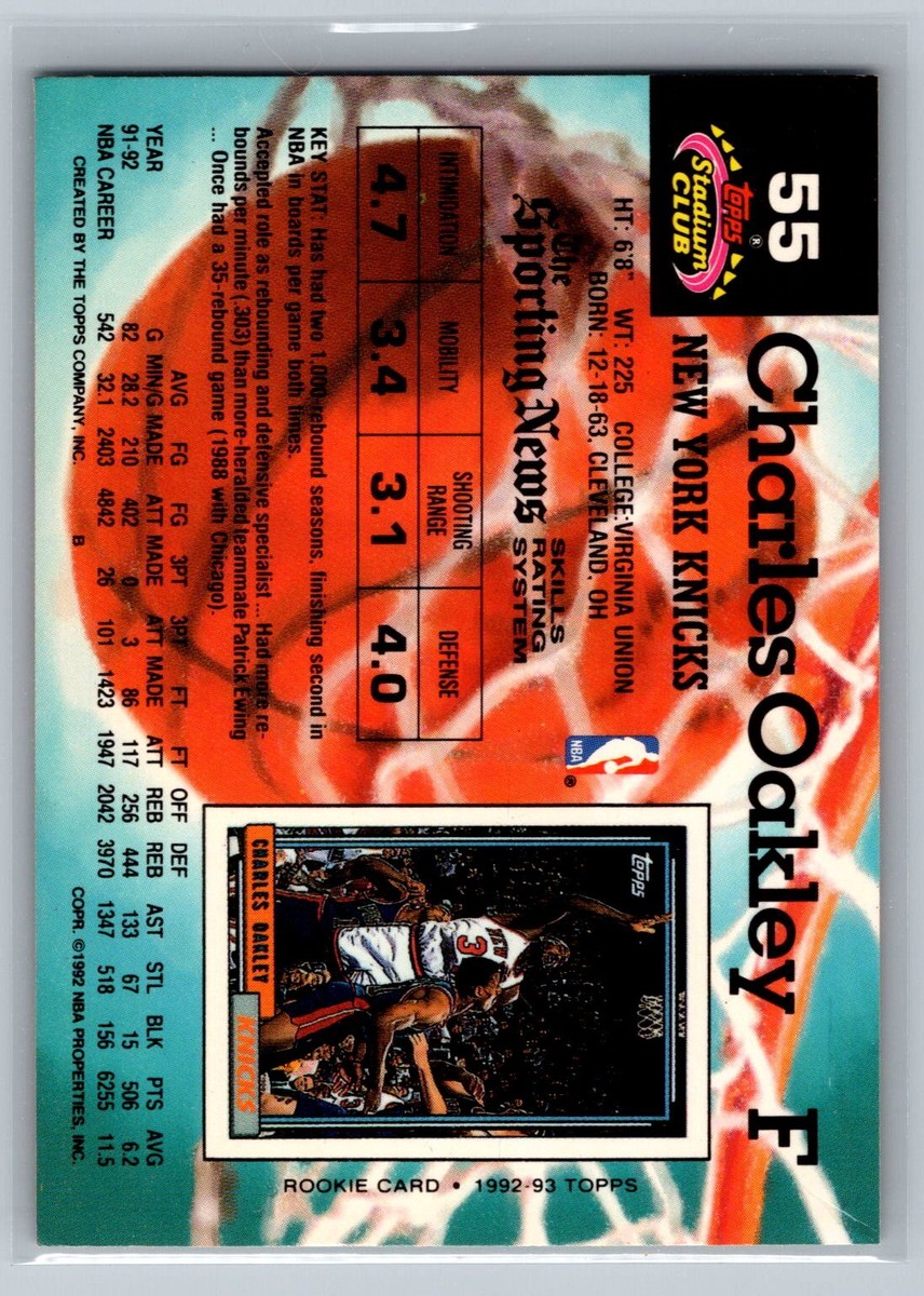 Charles Oakley 1992-93 Stadium Club BASKETBALL #55 New York Knicks