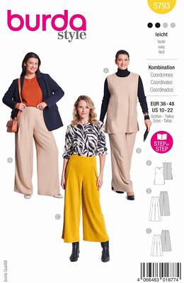 Schnittmuster Damenkombi Oberteil und Hose Burda a5793 36-48
