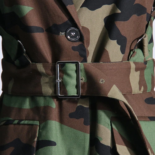 Womens Party Street-wear Fashion Camouflage Slim Fit Blazer Coats Overcoats Belt - Picture 7 of 15