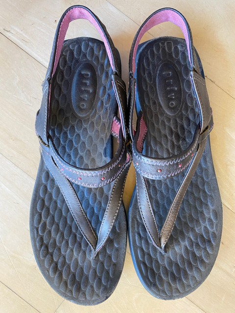 Privo by Clarks Brown Leather Ankle Strap Thong Strappy Hiking Sport Sandals 7m for sale online 