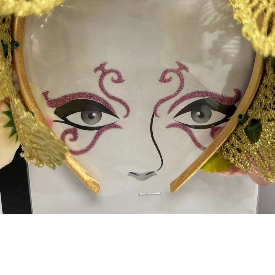 Diadema corona dorada flor rosa hada y tatuajes faciales 2 piezas accesorio de Halloween Foto 3 de 3