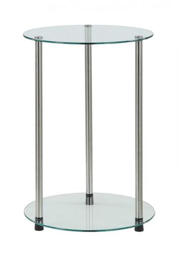 Convenience Concepts Designs2Go 2-Tier Round End Table, Stainless Steel - Picture 2 of 5