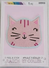 Kitty Patch Embroidered Pink Peel & Stick Mine 2 Design 2.25" x 2.25" E-Z Crafts