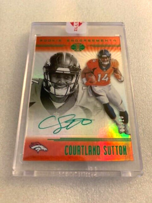 2018 COURTLAND SUTTON ILLUSIONS ROOKIE ENDORSEMENTS GREEN AUTO RC # 2/10 (RARE!)