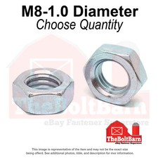 M8-1.0 Class 4 Hex Jam Nuts Zinc Clear Fine Thread Pick Quantity