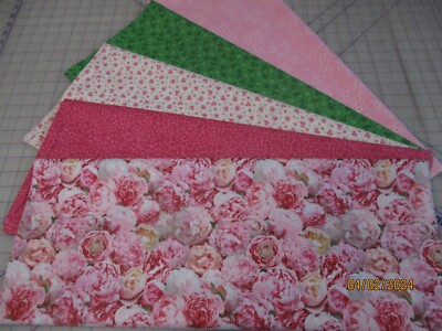 Awesome Garden Party Peonies 5 Yard Quilt Kit Fabric & Patt