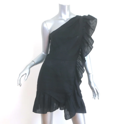 Isabel Marant Etoile Ruffled One Shoulder Mini Dress Teller Black Linen Size 38 | eBay Isabel Marant Etoile Ruffled One Shoulder Mini Dress Teller Black Linen Size 38 | eBay