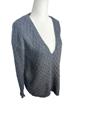 A.L.C. Sample Set Gray Diamond Soft Ribbed Deep V-Neck Sweater Women's