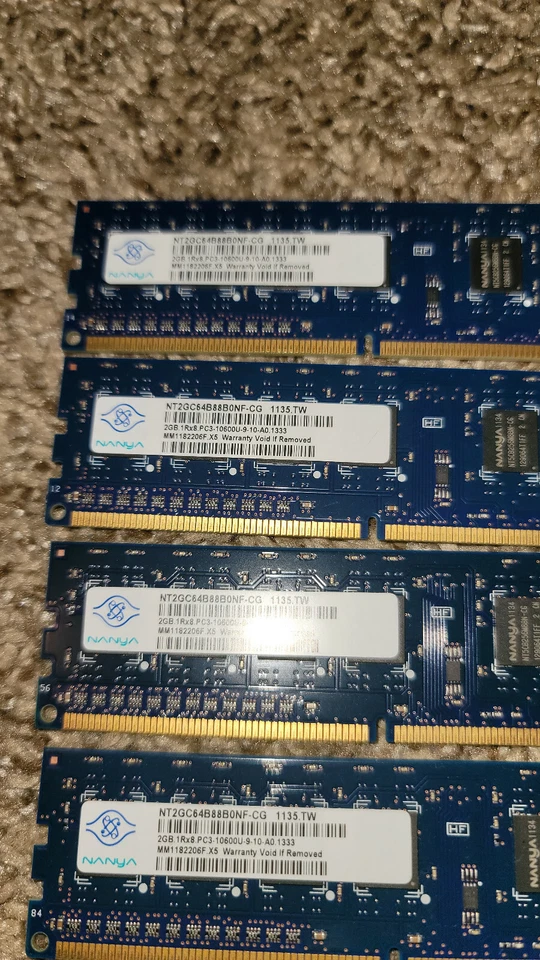Nanya 8GB (4 x 2GB DIMM 1333 PC3-10600U DDR3 SDRAM Memory (NT2GC64B88B0NF-CG) - Image 3 of 3