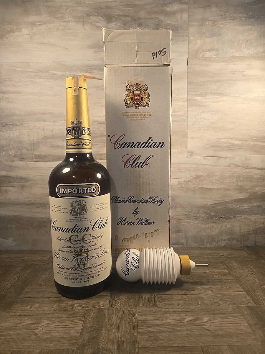 1973 Canadian Club 1 Gallon Whisky Bottle Amber Glass Hiram Walker
