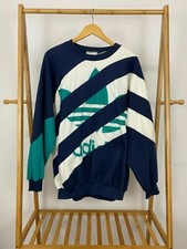 VTG Adidas 80s Bold Trefoil Cross Striped Overlapped Look Sweatshirt Size L RARE