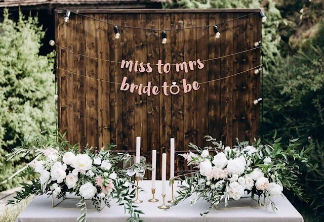 Rose Gold Glitter Mr & Mrs Banner Bridal Shower Engagement Wedding Party Suppl - Image 2 of 4