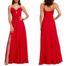 NEW DRESS THE POPULATION Cambria ROUGE RED Tie Bodice EVENING DRESS Gown XXS