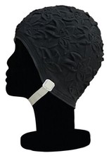 BLUE REEF Ladies Latex Lily Black Swimming Hat Style With Strap Ex Display