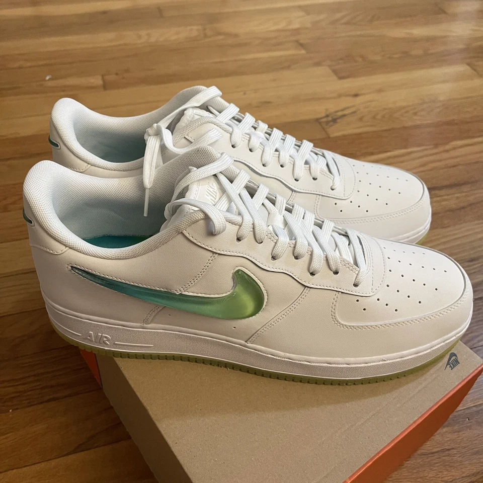 Nike Air Force 1 '07 PRM 2 Blanco Volt-Hyper Jade Zapatos Para Hombres Talla 14 AT4143 100 Foto 4 de 4