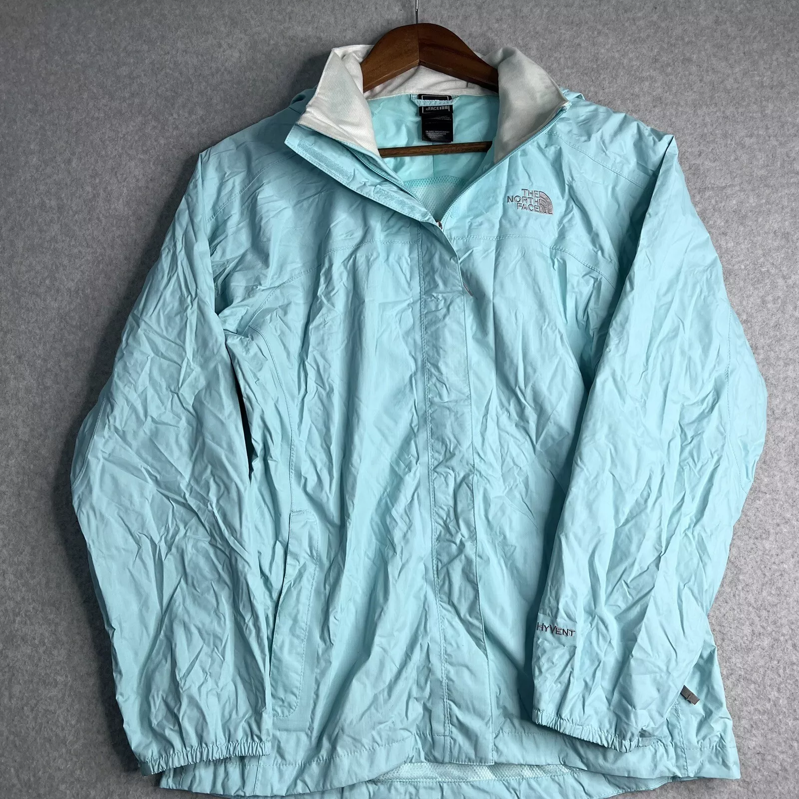 north-face windbreaker hyvent hooded full zip read jacket