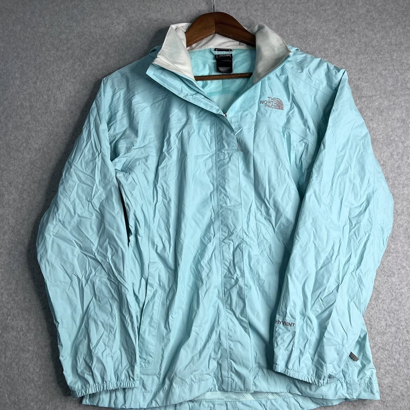 north-face windbreaker hyvent hooded full zip read jacket