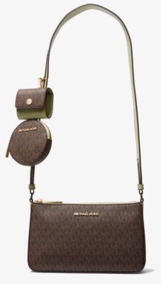 NEW MICHAEL KORS JET SET TRAVEL SMALL LOGO  CROSSBODY BAG WITH POUCHES