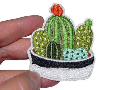 Patch Brodé Mexique Cactus - Thermocollant, Polyester, 8x5,5 Cm, Multicolore