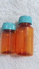 127 Empty Prescription Pill Bottles Amber w/ Reversible Caps Wide Opening