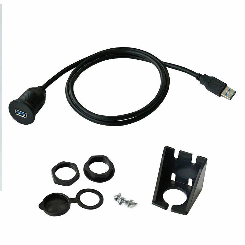 3FT Car Dashboard Flush Mount USB 3.0 Socket Extension Lead Panel Cable Cord Kit - Image 3 of 4