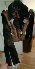 Bnwt Pu & Faux Fur Trim Biker Jacket By Love Label Rrp £65 Size 10