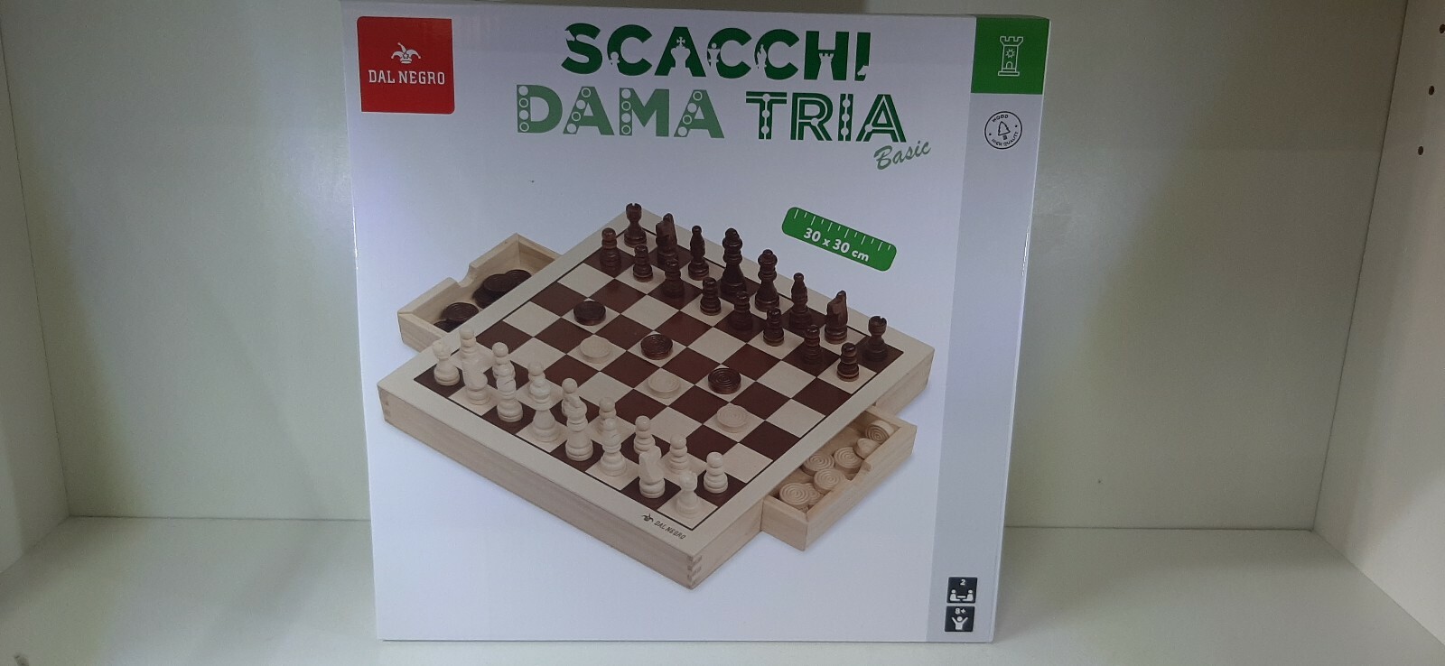 SCACCHI DAMA TRIA DAL NEGRO IN LEGNO 30 X 30