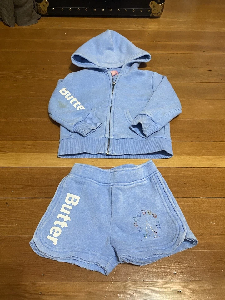 Масло супер мягкий девочек пот наряд комплект 24 м толстовка шорты синий блестки - Изображение 2 из 4
