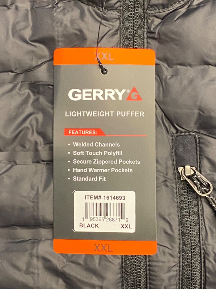 Brand New 2XL Gerry Men's Lightweight Puffer Jacket , BLACK Brand New 2XL Gerry Men's Lightweight Puffer Jacket , BLACK