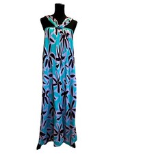 Zara Jacquard Blue Purple Knit Wrap Neckline Maxi Dress Pullover Womens S NWOT