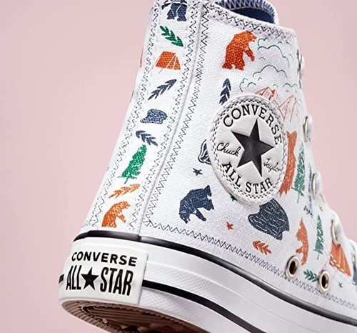 Converse All Star Unisex Kids Junior Sneakers 672439F White/Midnight Navy/Black - Picture 5 of 6