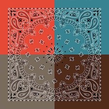 Carolina Creative Quad 4-Color Bandanna Fall Paisley 22" x 22" Hav-A-Hank
