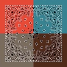 Carolina Creative Quad 4-Color Bandanna (Fall) Paisley 22" x 22" Hav-A-Hank