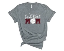Personalized Basketball Mom Glitter T-Shirt Custom Basketball Mom Sports Tee