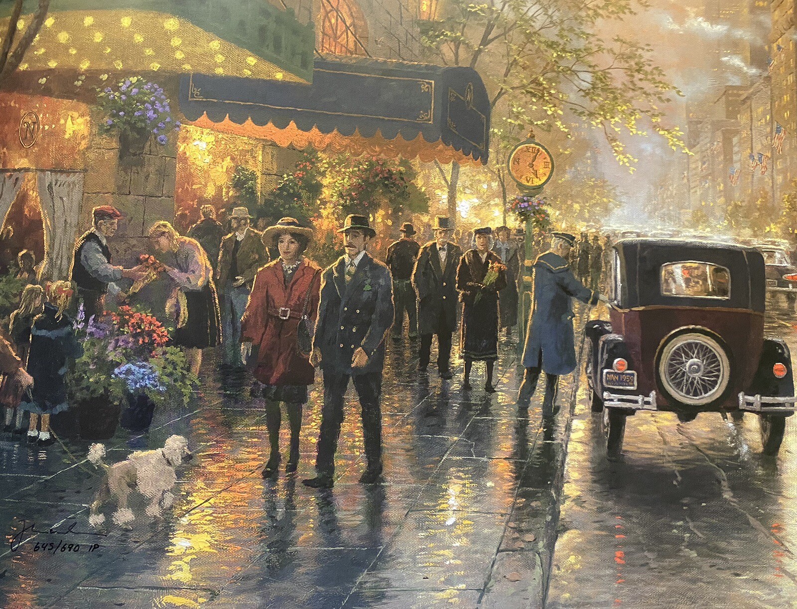 Thomas Kinkade Lithograph New York 5th Avenue Signed, Appraisal, ’d