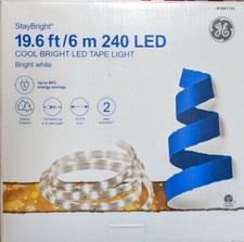 NEW- GE StayBright 240-Light 19.6-ft White Integrated LED Christmas Tape Lights